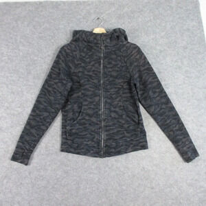 Lululemon Women's Scuba Fleece Hoodie Jacket Full Zip Camo Size 8 Deep Coal 662